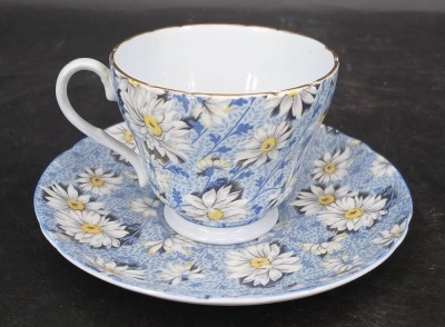 (4) Shelley Blue Daisy Chintz pcs. - 10