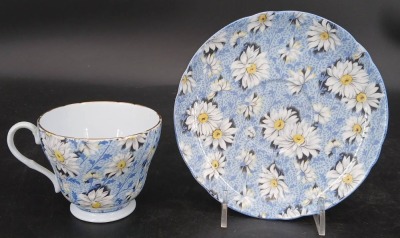 (4) Shelley Blue Daisy Chintz pcs. - 11