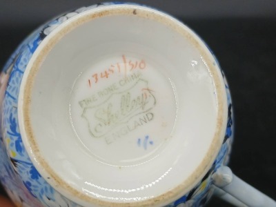 (4) Shelley Blue Daisy Chintz pcs. - 17