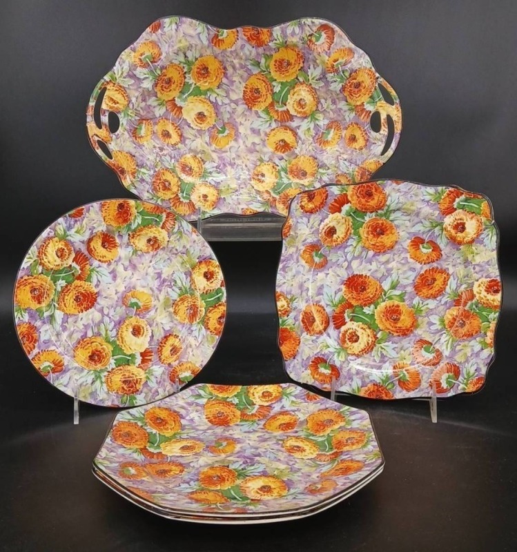 (5) Crown Ducal Marigold Chintz pieces