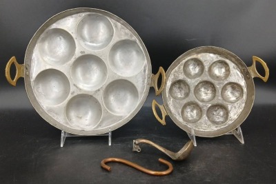 (2) Copper Egg Poacher Pans with Utensils
