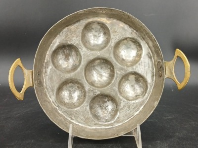 (2) Copper Egg Poacher Pans with Utensils - 6