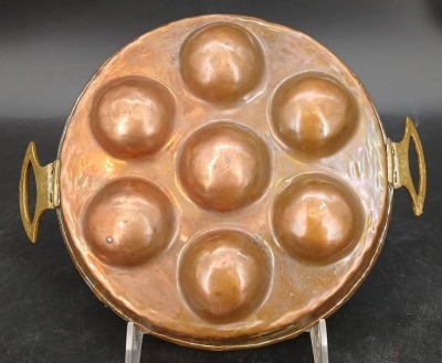 (2) Copper Egg Poacher Pans with Utensils - 7