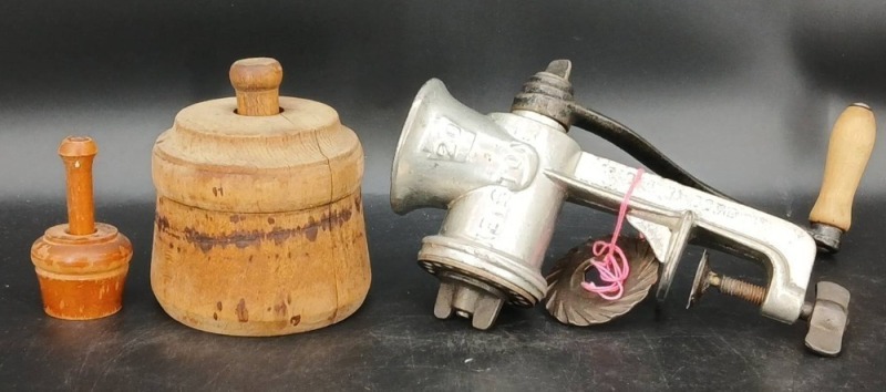 (2) Butter Molds and Keystone Meat Grinder
