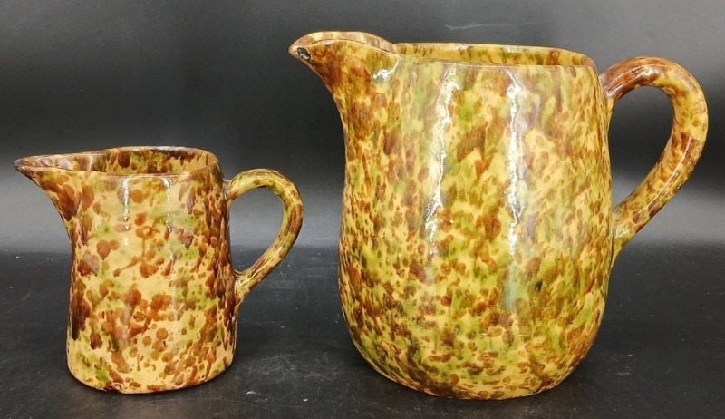 (2) Morton Pottery Spongeware Pitchers