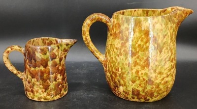 (2) Morton Pottery Spongeware Pitchers - 3