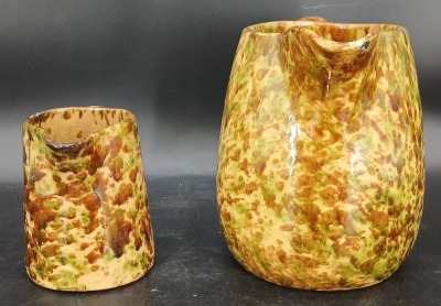(2) Morton Pottery Spongeware Pitchers - 4