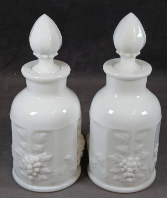 (3) Westmoreland Paneled Grape Milk Glass Perfume Bottles - 9