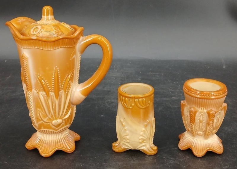 (3) Greentown Chocolate Glass pieces
