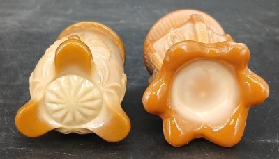 (3) Greentown Chocolate Glass pieces - 15