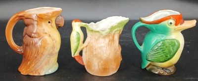 (3) German Bird-Themed Ceramic Creamers - 3