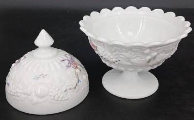 (2) Milk Glass Lidded Candy Dishes - 4
