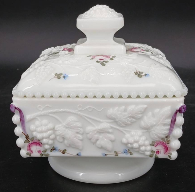 (2) Milk Glass Lidded Candy Dishes - 8
