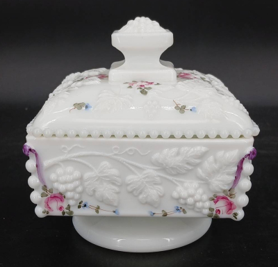 (2) Milk Glass Lidded Candy Dishes - 9