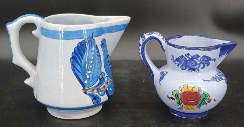 (2) Handpainted Ceramic Pitchers