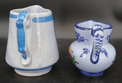 (2) Handpainted Ceramic Pitchers - 4