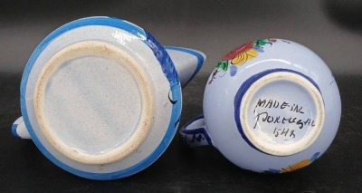 (2) Handpainted Ceramic Pitchers - 5