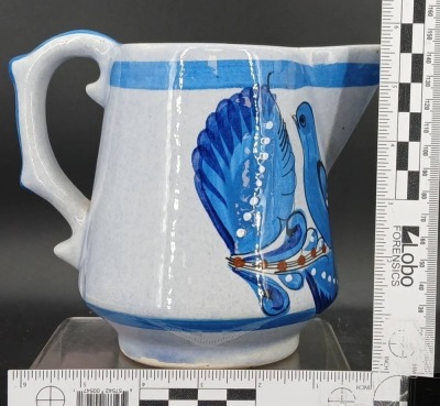 (2) Handpainted Ceramic Pitchers - 8