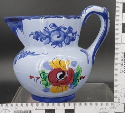 (2) Handpainted Ceramic Pitchers - 12