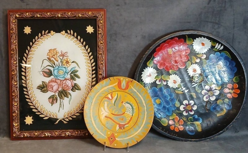 Painted Decorative Plates and Insert