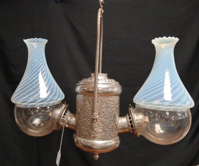 Antique Hanging Oil Lamp by Angle Lamp Co. NY - 2