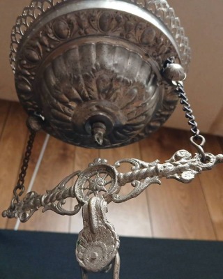 Antique Hanging Oil Lamp by Angle Lamp Co. NY - 5
