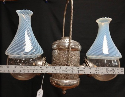 Antique Hanging Oil Lamp by Angle Lamp Co. NY - 8