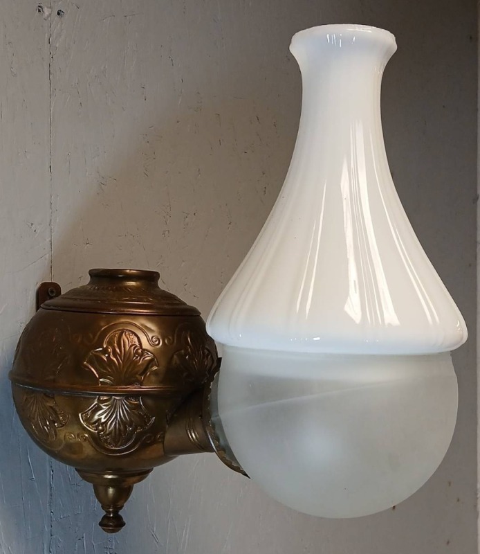 Angle Lamp Co. Wall Mount Oil Lamp With Shade