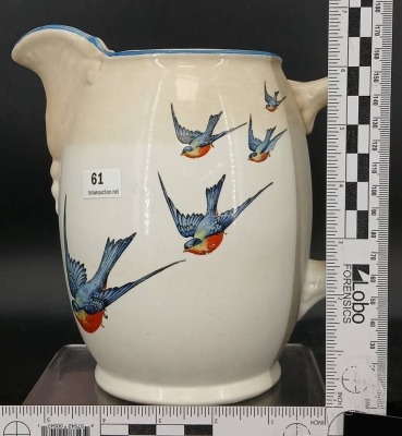 Buffalo Pottery Pitcher with Swallows - 7