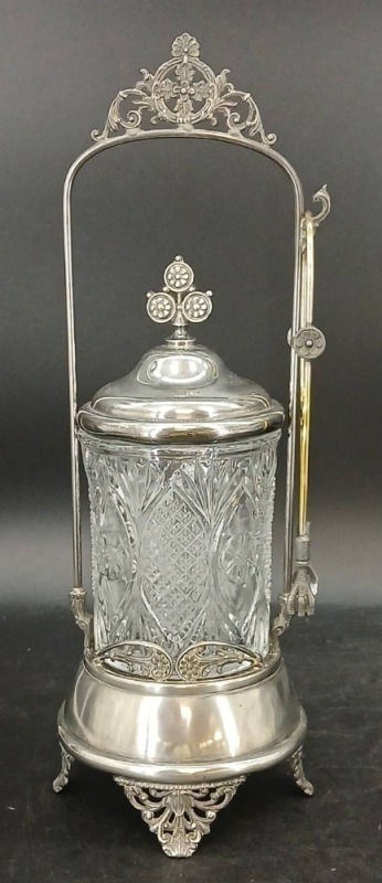 EAPG Pickle Castor with Silverplate Stand