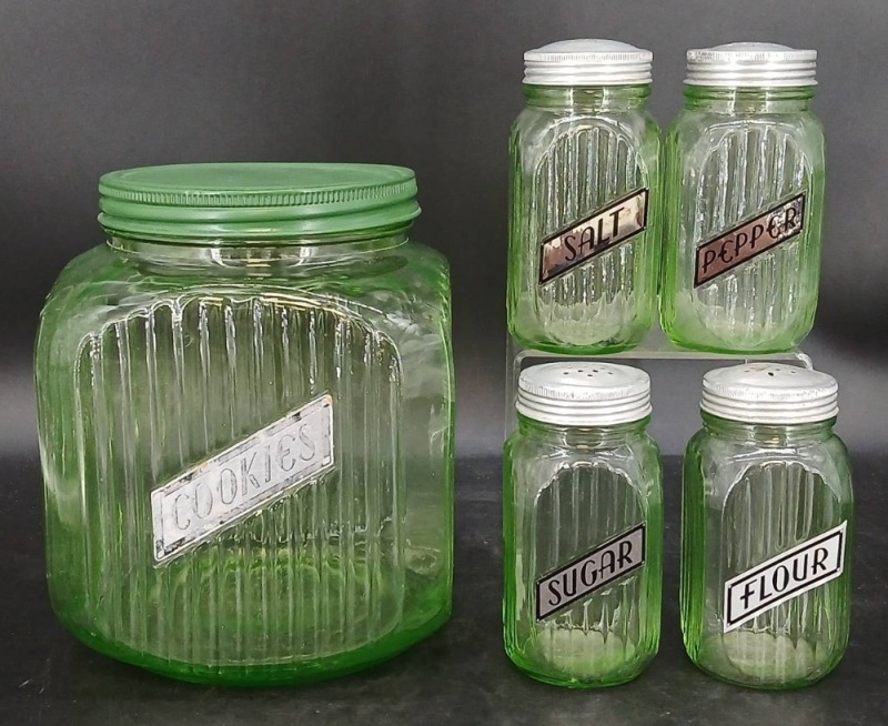Hocking Glass Uranium Kitchen Canisters