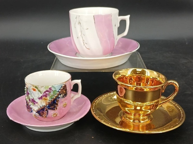 (3) Porcelain Teacup and Saucer Sets