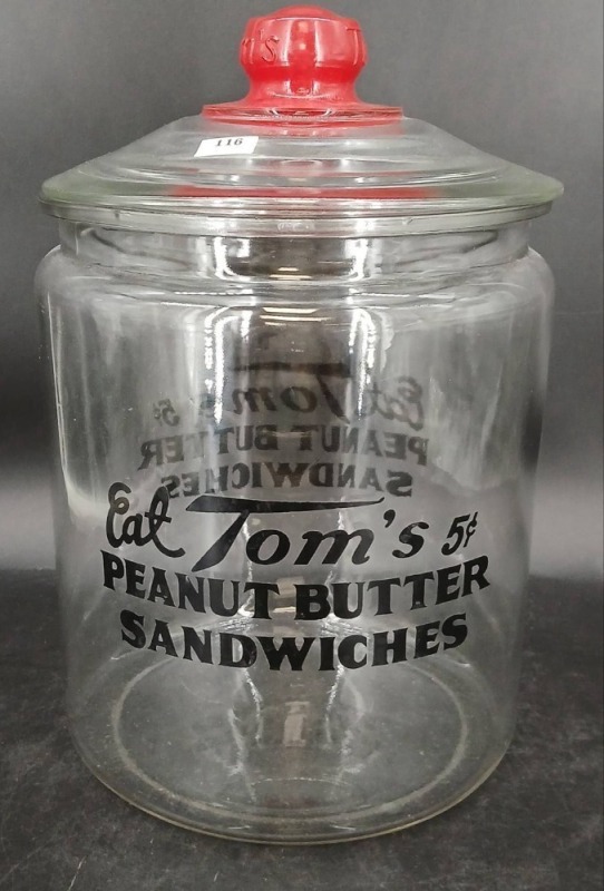 Tom's Glass Peanut Butter Sandwiches Jar