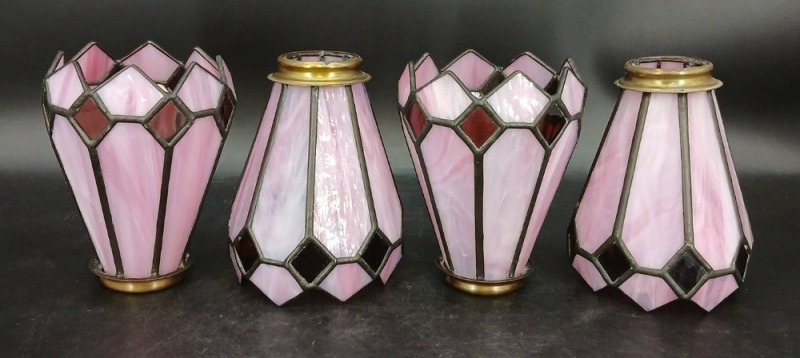 (4) Pink Stained Glass Lamp Shades