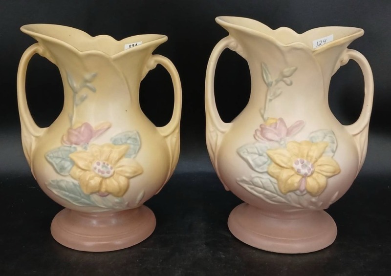 (2) Hull Art Pottery Magnolia Vases