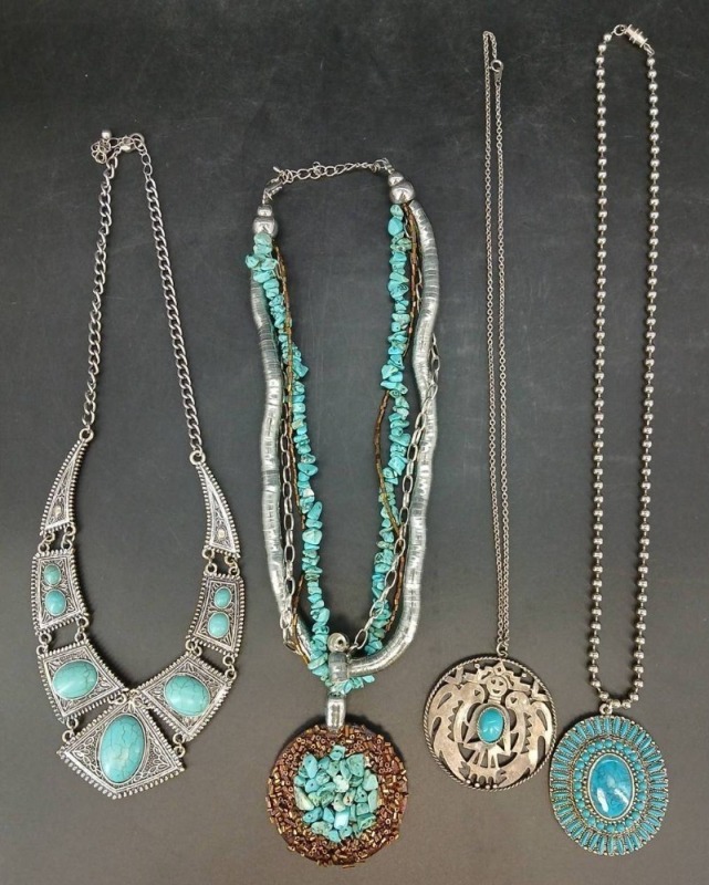 (4) Turquoise and Metal Necklaces