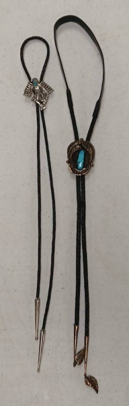 Silver Bolo Ties with Turquoise