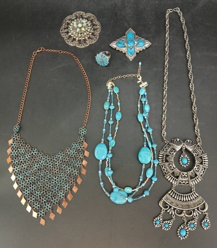 Faux Turquoise Jewelry Lot, 6 Pieces
