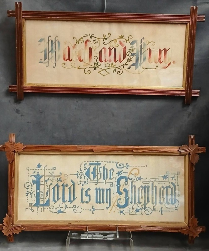 (2) Framed Needlework Samplers
