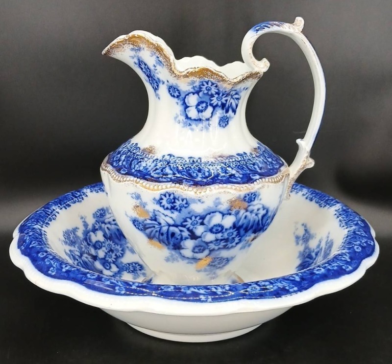 Perth Flow Blue Pitcher and Basin