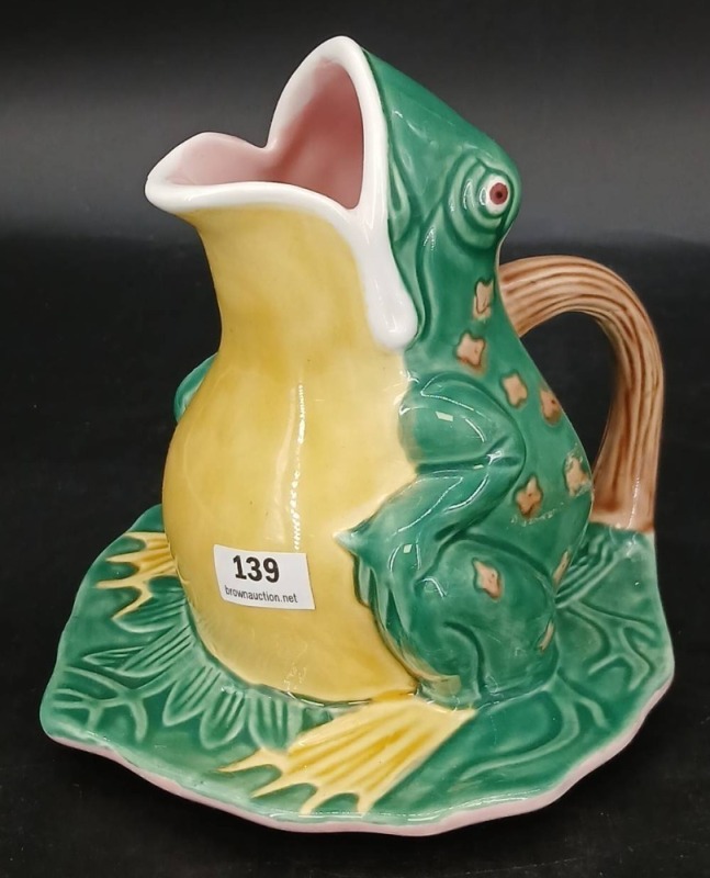 Jay Willfred Andrea by Sadek Majolica-style Frog Pitcher