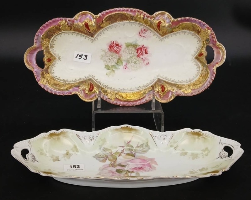 (2) RS Prussia Porcelain Relish Trays, red mark
