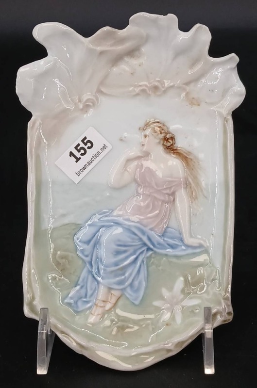 Porcelain Tray with Figural Seated Woman