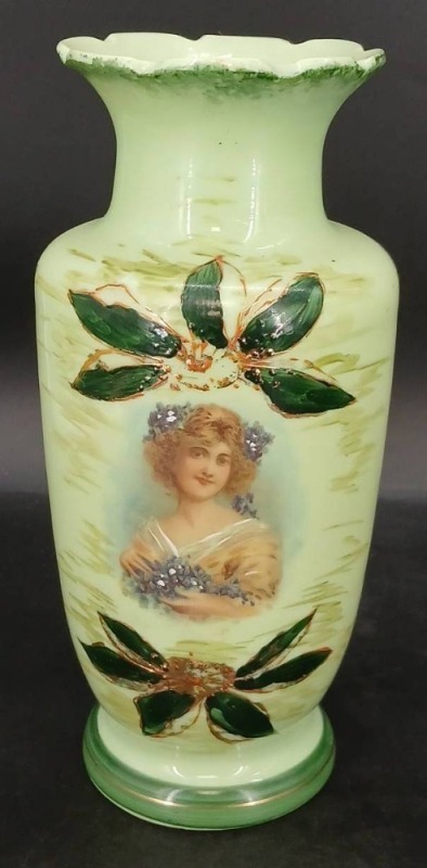 Victorian Hand Blown Enameled Glass Vase