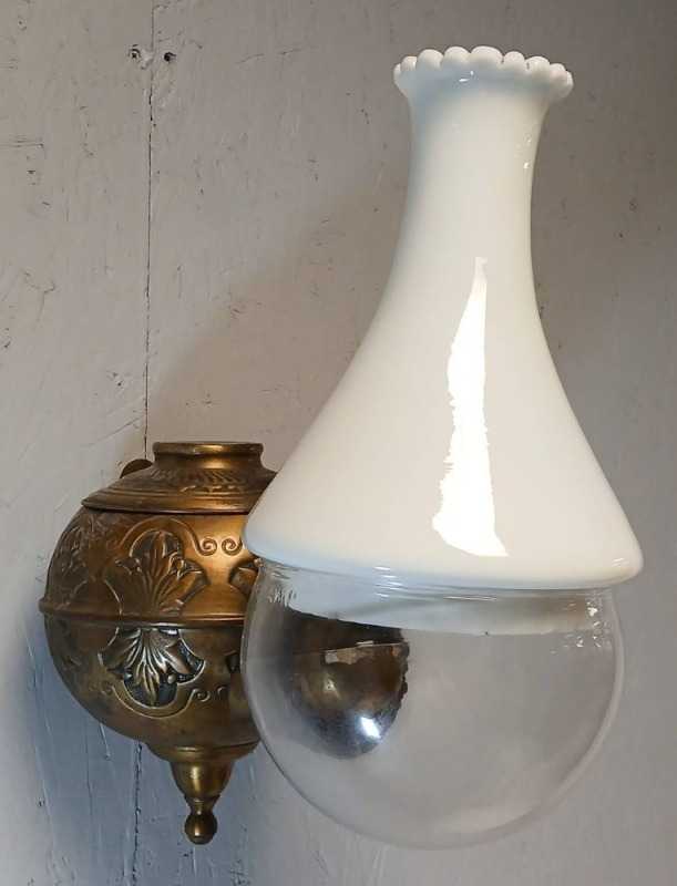 Angle Lamp Co. Wall Mounted Brass Oil Lamp
