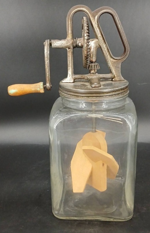 Dandy Glass Butter Churn with Wooden Paddle