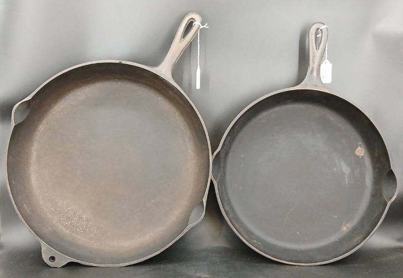 Pair Superior Cast Iron Skillets, Size 12