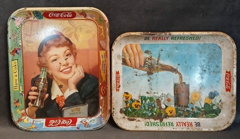 (2) Coca-Cola Metal Advertising Trays