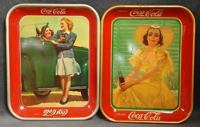 (2) Coca-Cola Tin Advertising Trays