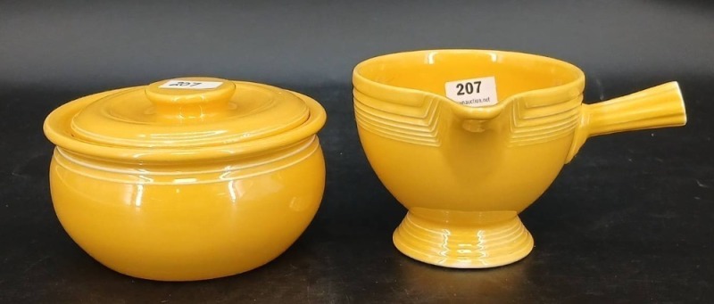 Fiesta Yellow Creamer and Covered Bowl